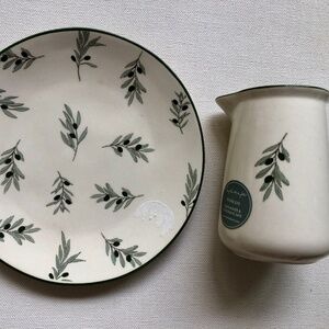 New Olive Branch Small Stoneware Jug & Side Plate